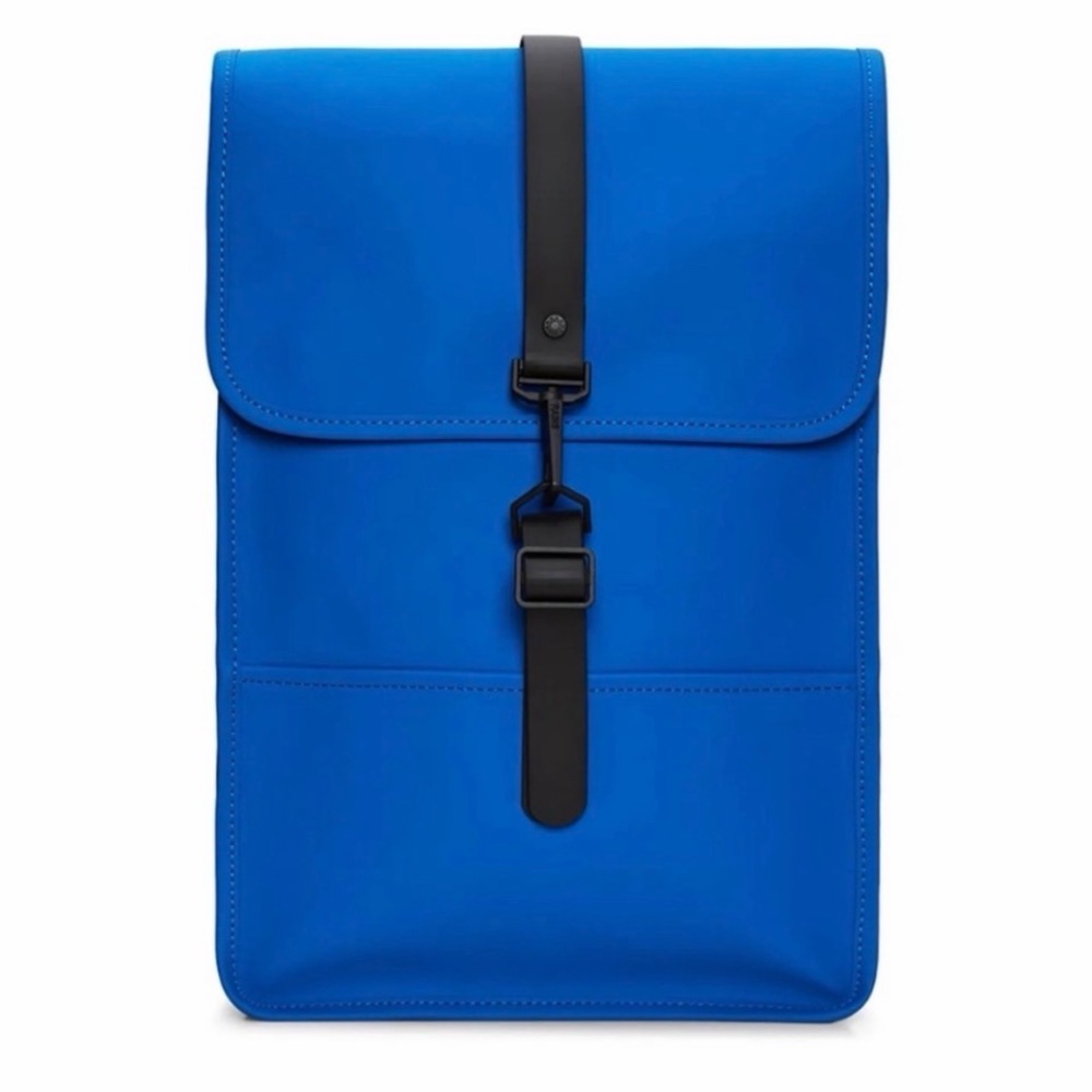 NWT Rains Large Waterproof Backpack W3 in Color Waves Blue & Black
